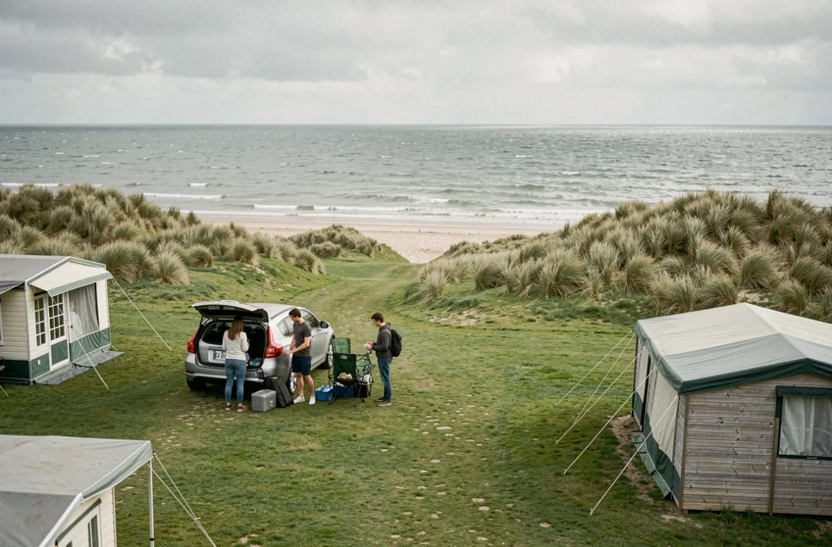 Camping Cristal d'Opale sur la Côte d'Opale avec dunes de marram et vue sur la mer