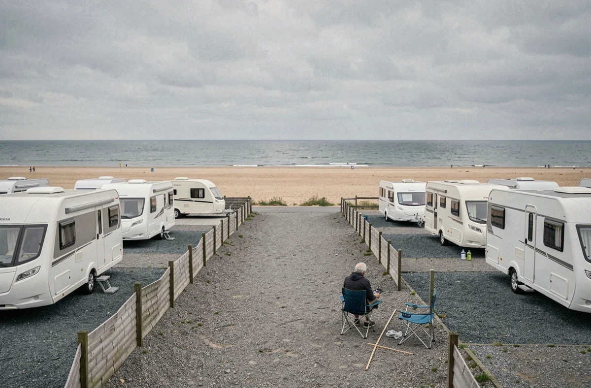 Camping De la Plage avec caravanes et camping-cars en bord de mer dans le Pas-de-Calais