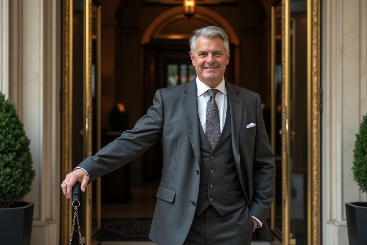Concierge professionnel ouvrant une porte d