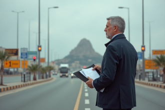 Homme d'affaires au poste frontière de Gibraltar
