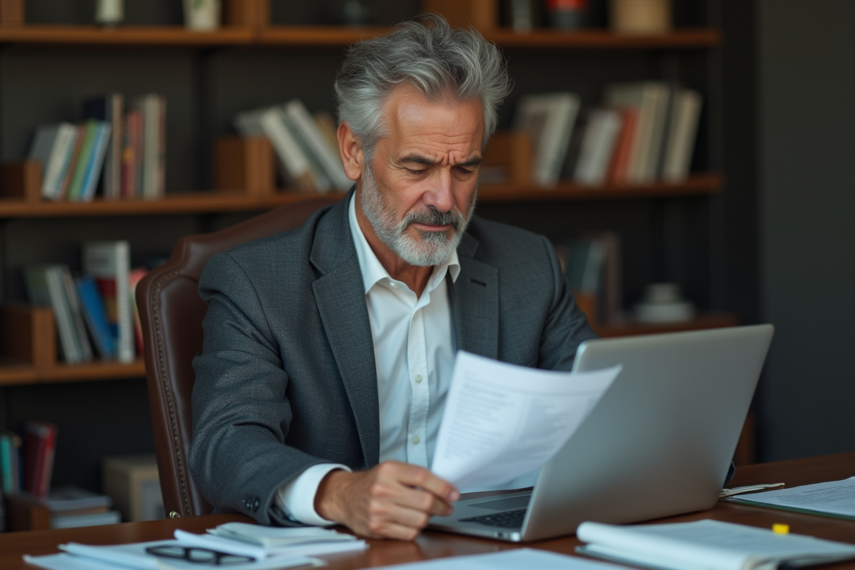 Homme d affaires à son bureau avec documents de voyage