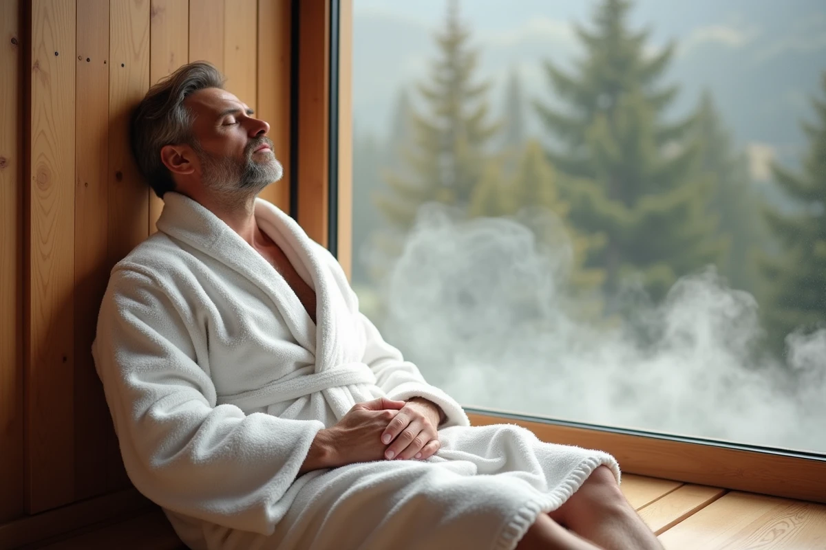 Homme d&eacute;tendu dans un centre de bien-&ecirc;tre bavarois