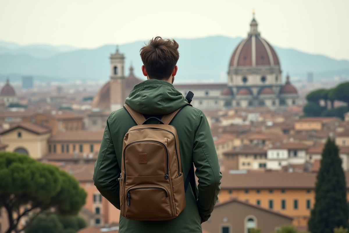 Jeune voyageur regardant la ville de Rome