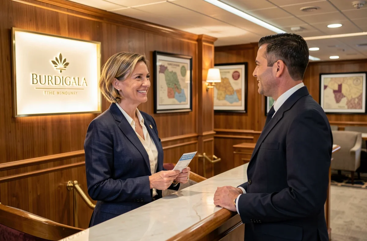 Passagère en train de réserver ou valider sa place à bord du bateau de croisière Burdigala à Bordeaux