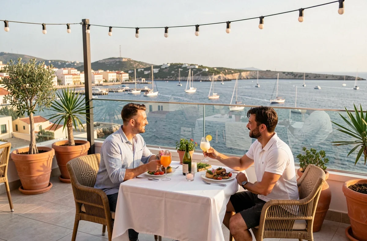 Terrasse de restaurant avec vue sur la mer à Paceville Malte